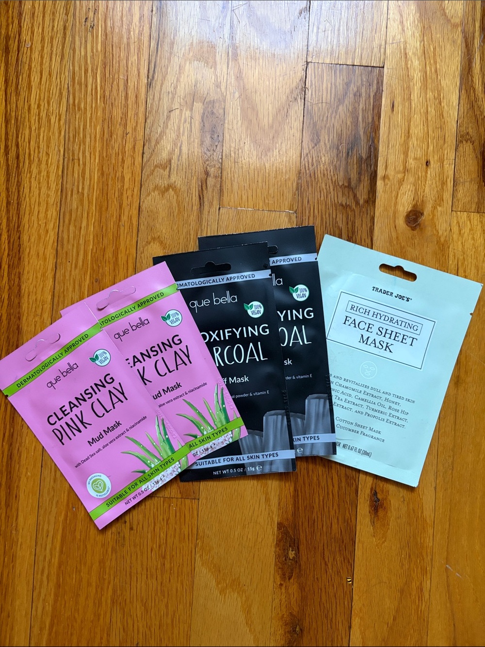 Face Mask Bundle 5pc Que Bella Pink Clay Charcoal Trader Joe’s Hydrating